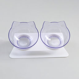 Миски пластиковые на белой подставке 27,5 х 14 х 15 см прозрачные - Пижон фото 2