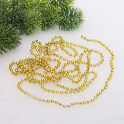 Цена за 4 шт. Бусы на елку 2,7м "Шарик" d-6мм, золото (pvc коробка)