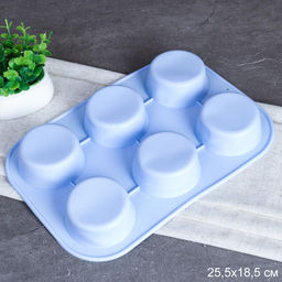Форма для выпечки силикон. 6 ячеек, арт YH002 HL-090, (круглые) (649139, 726011)