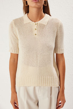 Tas Brumer Iplik Polo Yaka Ince Bluz TWOSS25BZ00341