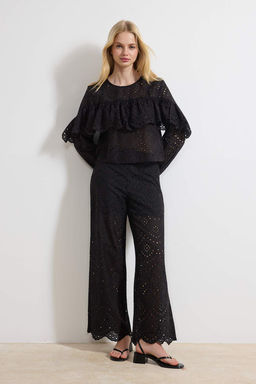 Siyah Brode Astarl? Straight/Duz Kesim Pantolon TWOSS26PL00028