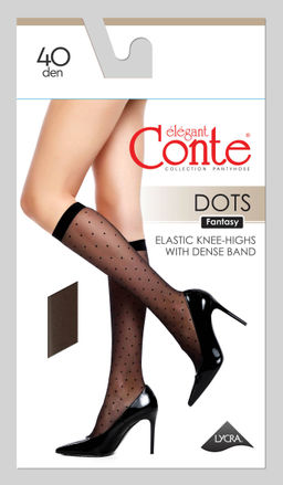 Цена за 2 пары. Носки Удлиненные CONTE Гольфы женские DOTS nero - Conte elegant фото 4