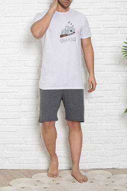 Bej - Indigo Regular Fit Koala Bask?l? Sortlu Orme Pijama Tak?m? TMNSS25PT00041