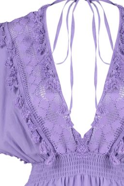 TRENDYOLMILLA Siyah Dokuma %100 Pamuk Brode Detayl? Mini Plaj Elbisesi TBESS21EL1248 фото 25