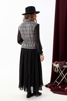 Платье NIKVA н900-4 серая клетка+чёрный фото 4