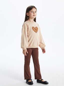 Bisiklet Yaka Bask?l? K?z ?ocuk Sweatshirt