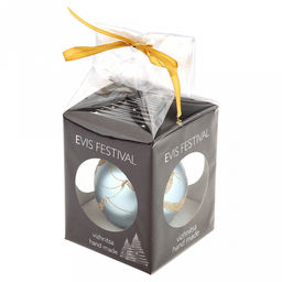 Елочная игрушка шар стеклянная д8см, голубой металлик, ручная художественная роспись, подарочная упаковка (Россия) - Домашняя мода фото 8