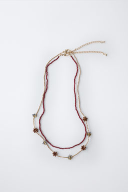PACK OF TWO BEADED NECKLACES WITH FLOWERS - Zara фото 4