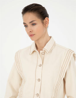 Krem Crop Top Uzun Kollu G_mlek - Pierre cardin фото 2