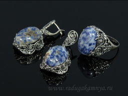 Кольцо Серьги с лазуритом размер 19
