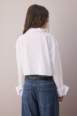 Beyaz Regular Manset Detayl? Dokuma Gomlek TWOAW26GO00005 - Trendyolmilla фото 4