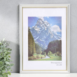 Фоторамка пластик "Офис 8" 21х30 см, серебро (пластик)