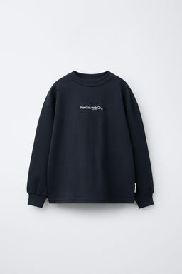 CAMISETA TEXTO BORDADO / Marino oscuro