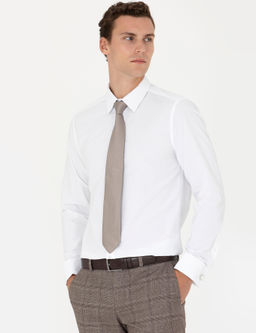Beyaz Slim Fit Uzun Kollu Basic G_mlek