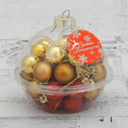 Ёлочные игрушки Малышки в шарике, шары новогодние, d=2.5 см, набор 40 шт., красный/золотистый - Зимнее волшебство фото 2