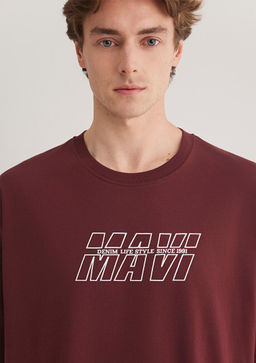 Mavi Bask?l? K?rm?z? Tisort  фото 6