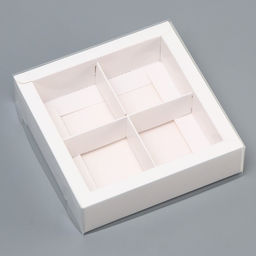 Цена за 2 шт. Коробка для 4 конфет, белая с прозрачной крышкой, 12.5×12.5×3.5 см
