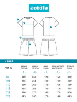 ACOOLA / Набор детский для мальчиков ((1)футболка и (2)шорты) Kincaid_set голубой  фото 8