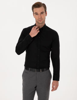Siyah Slim Fit Uzun Kollu Basic G_mlek - Cacharel фото 3