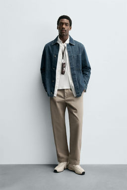 TEXTURED STRAIGHT-LEG TROUSERS