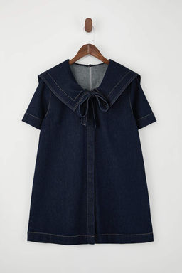 Mavi Bebe Yaka Detayl? %100 Pamuk Mini Denim Elbise TWOSS26EL00041