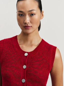 Вязаный жилет из хлопка / Zarina фото 6