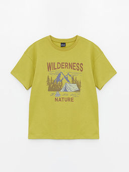 Bisiklet Yaka Bask?l? K?sa Kollu Erkek ?ocuk Ti??rt