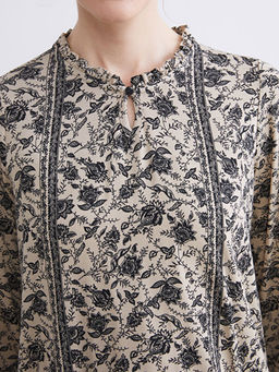 Bisiklet Yaka ?i?ekli Bluz