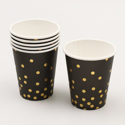 Набор посуды С днём рождения, конфетти, цвет чёрно-золотой - Страна карнавалия фото 2