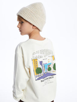 Rahat Kal?p Bisiklet Yaka Bask?l? Erkek ?ocuk Sweatshirt