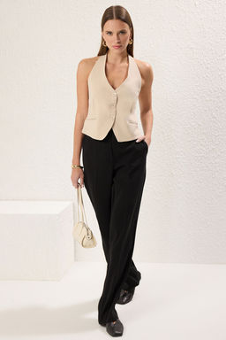 Bej Fitted Regular Halter Yaka Yelek TWOSS25YE00082