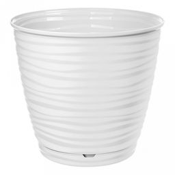 "Saffron" Горшок для цветов пластмассовый 2,6л, д17,6см, h16,2см, с поддоном, белый (Россия)
