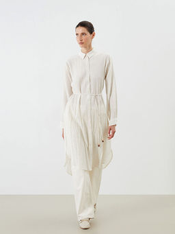 Keten Kar???ml? Oversize Kad?n G?mlek Tunik