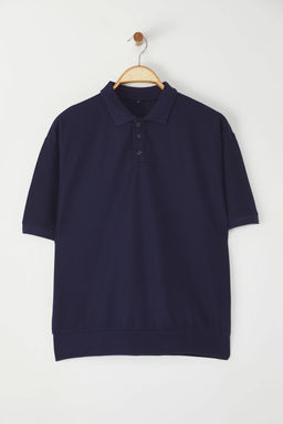 TRENDYOL MAN Lacivert Oversize/Genis Kesim Dokulu Polo Yaka T-shirt TMNSS25PO00003 - Trendyolmilla фото 14