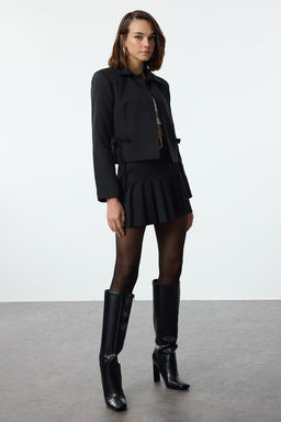 TRENDYOLMILLA K?rm?z? Fiyonk/Kurdele Detayl? Gomlek Yakal? Crop Dokuma Blazer Ceket TWOAW25BC00018 фото 2