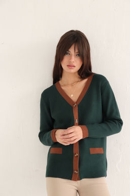 Martichelli Кардиган Emerald с коричневой отделкой