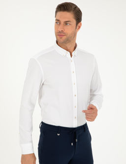 Beyaz Slim Fit Uzun Kollu G_mlek - Pierre cardin фото 3