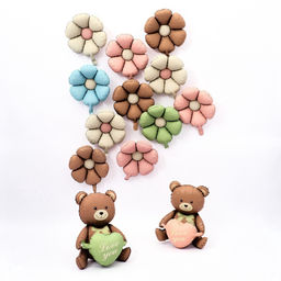 Воздушный шар фольгированный 26" Медведь с сердцем, матовый, под воздух