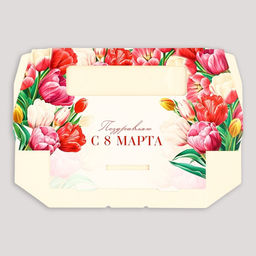 Цена за 5 шт. Коробка складная Поздравляю с 8 Марта!, 17?7?4 см
