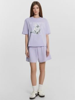 Футболка женская лавандовая с принтом и надписью Purebred club - Mark formelle фото 3