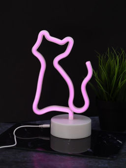Неоновый LED ночник настольный "Cat", розовое свечение (24х16 см)