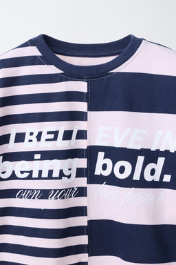CAMISETA RAYAS TEXTO / Marino / Blanco - Zara фото 3
