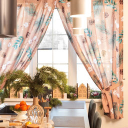 Комплект штор для кухни с подхватами «Этель» Fir branches, 2 шт., бежевые, 145×180 см