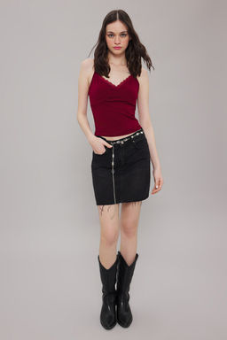 TRENDYOLMILLA Bordo Dantel Detayl? Ask?l? Fitted/Vucuda Oturan Orme Atlet TWOSS25AL00013  фото 2