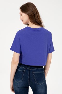 U. S. Polo Assn Женская синяя укороченная футболка с круглым вырезом - U.s. polo assn фото 5