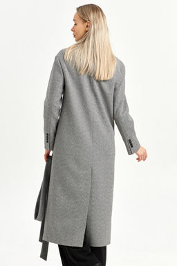 Пальто женское демисезонное 26102 (серый/ёлочка)