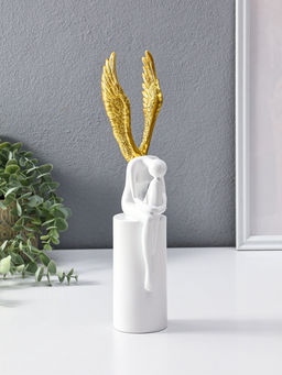 Сувенир полистоун "Ангел" белый с золотом 6х8,3х31 см