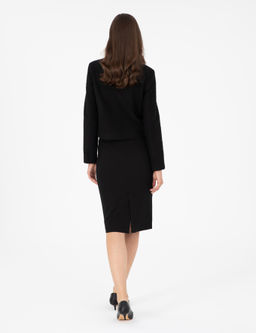 Siyah Kalem Fit Dokuma Etek