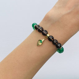 Браслет из Агата тон. и Раухтопаза с подвеской 17 см - Радуга самоцветов фото 2