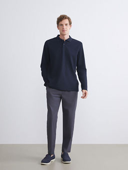 Polo Yaka Uzun Kollu Erkek Sweatshirt